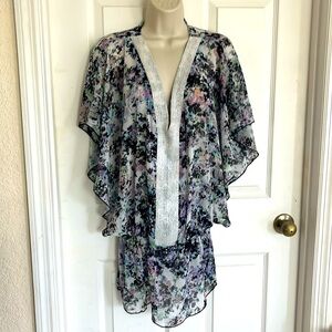 Badgley Mischka v neck trim coverup